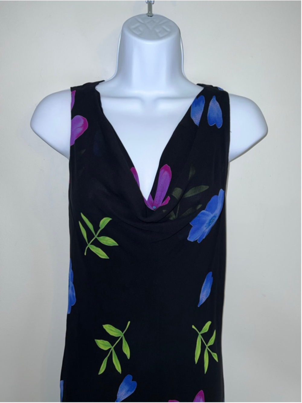 Vintage Cache Black Floral Sleeveless Maxi Dress S - Picture 2 of 8